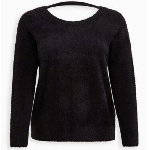 torrid Sweaters - NWT TORRID Drop Shoulder Pullover Sweater - Crochet Trim Black Size 1X